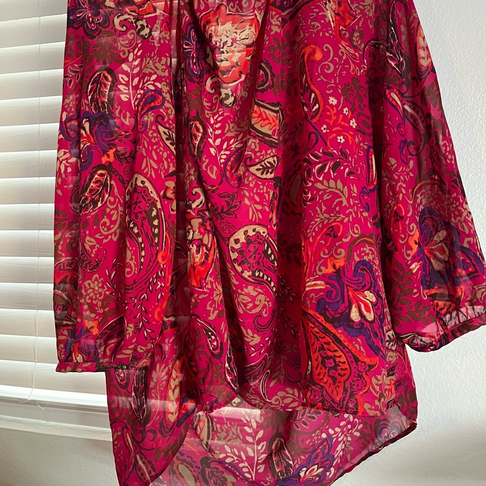 Chaps Pink and Orange Paisley Blouse